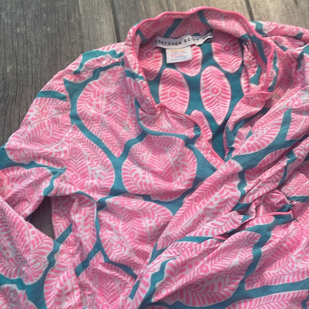 Gretchen Scott Designs Pink and Teal Leaf Primt set - Picture 3 of 5
